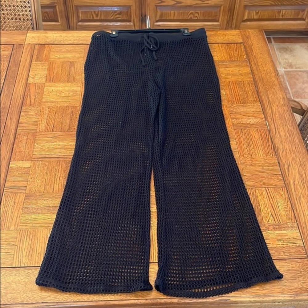 Shade & Shore Black Crochet Pants L